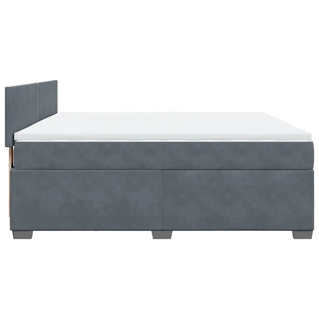 Giroletto a Molle con Materasso Grigio Scuro 180x200 cm Velluto