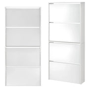 Scarpiera di design mobile contenitore con 4 scomparti capienza 12 paia di scarpe frontale a specchio pannello di particelle rivestito in melamina 134 x 63 x 17 cm bianco 03_0005167