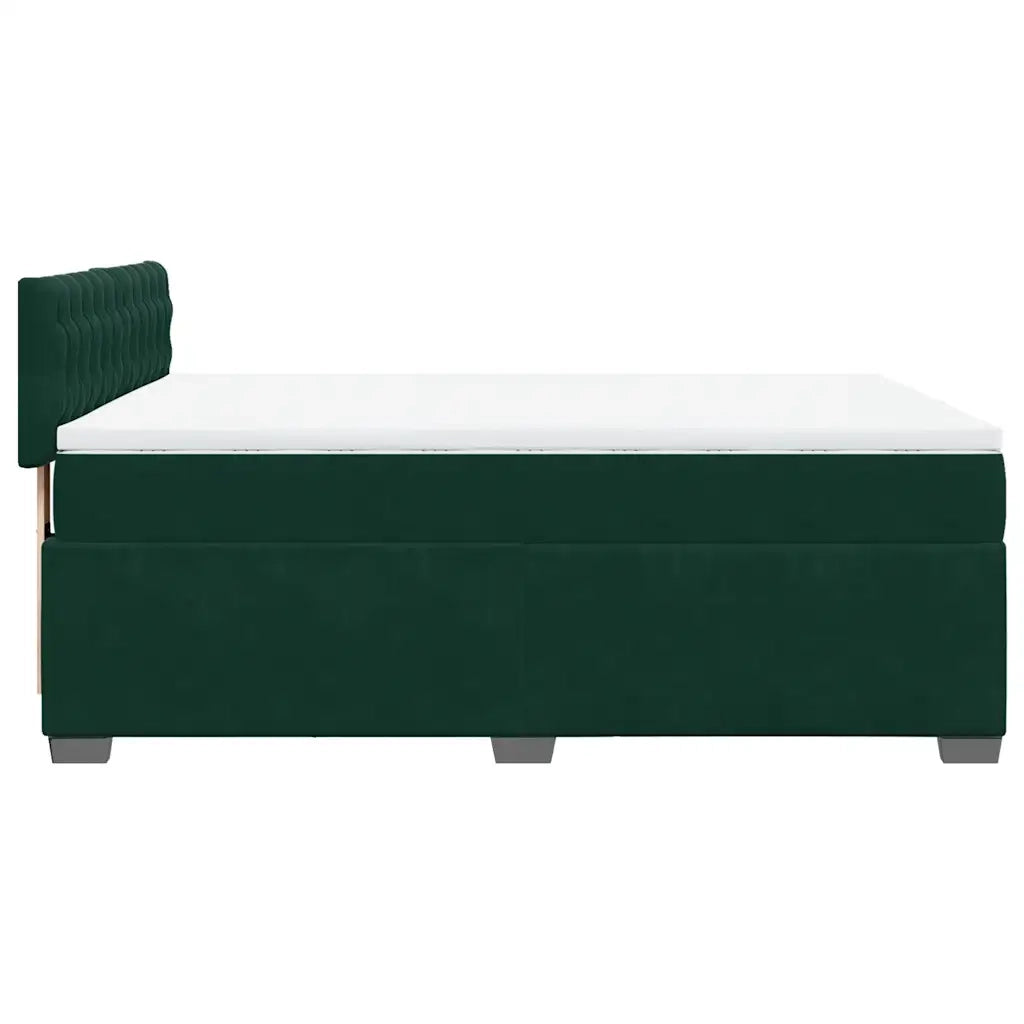 Giroletto a Molle con Materasso Verde Scuro 160x200 cm Velluto