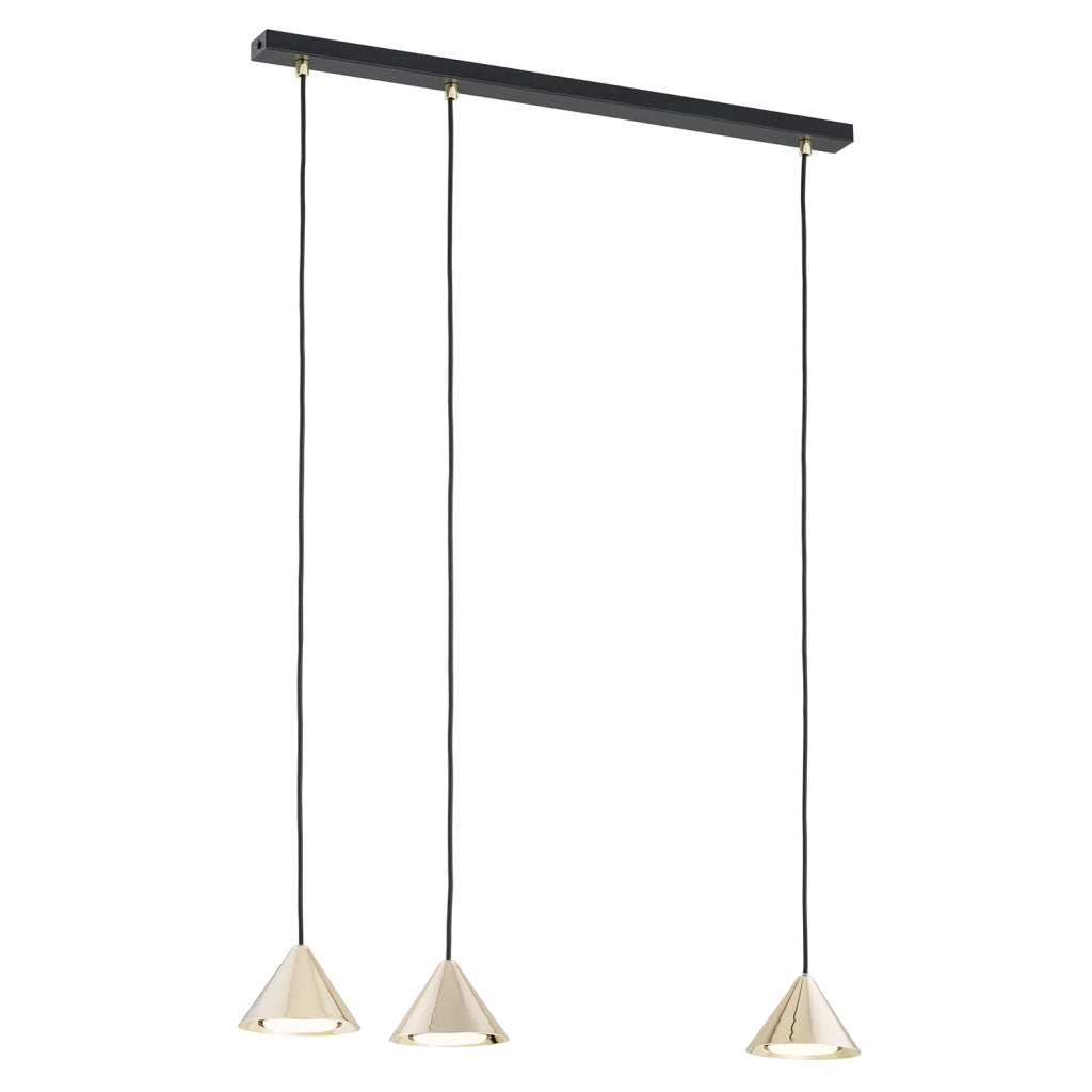Sospensione Minimal Skadi 3 Luci In Acciaio Oro
