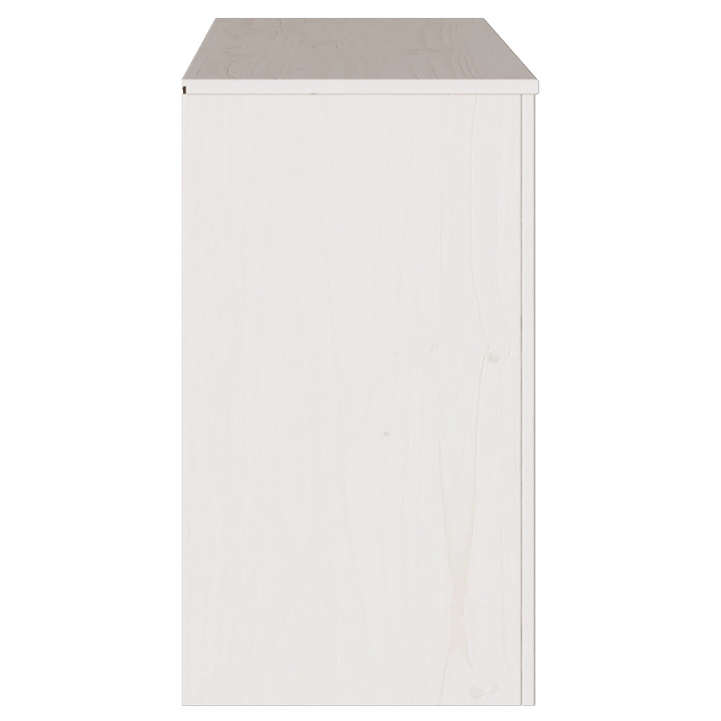 Credenza "DRAMMEN" Bianca 114x43x75,5 cm in Legno Massello di Pino
