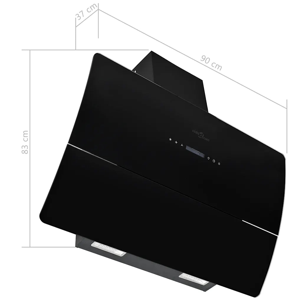 Cappa Aspirante a Muro Acciaio Inox 756 m³/h 90 cm Nera 50705
