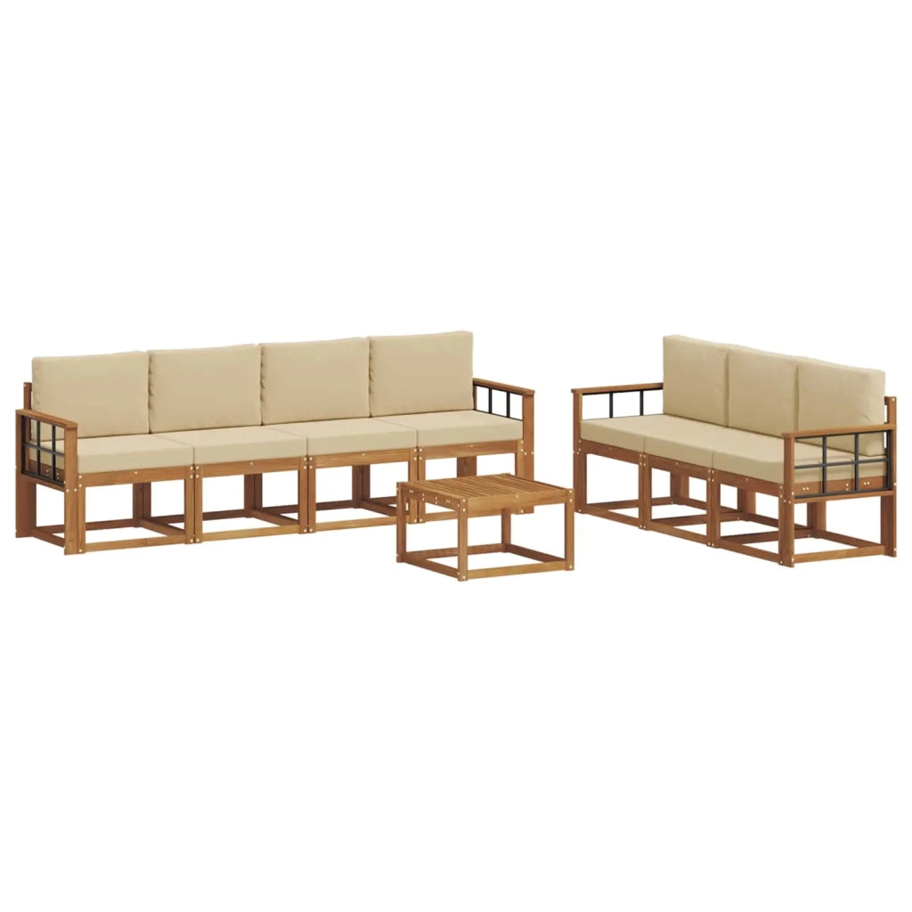 Set di divani da esterno con cuscino 8 pcs Naturale e Beige 3366126