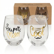 Set di bicchieri 2 in 1 500 ml - Design elegante - Regalo per genitori - Set di bicchieri per acqua/succo/vino - Bicchieri trasparenti