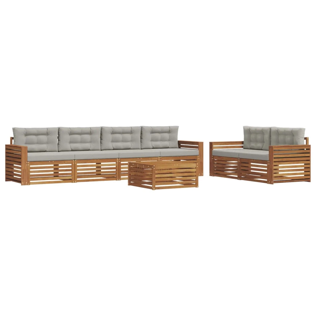 Set di divani da esterno 7 pcs Grigio Naturale e Chiaro