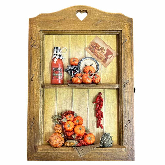 Portachiavi in legno noce scuro con fantasie pomodori, 4 posti