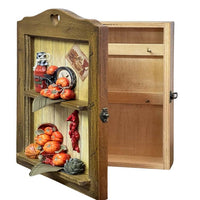 Portachiavi in legno noce scuro con fantasie pomodori, 4 posti