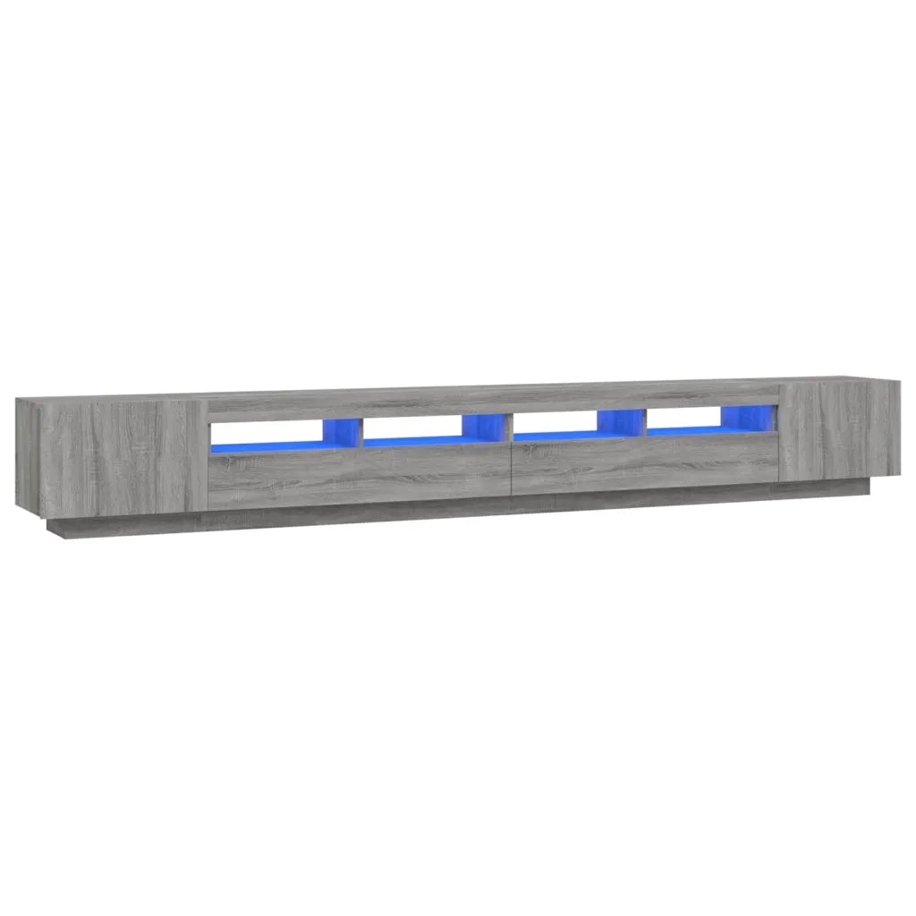 Set Mobili TV 3 pz con Luci LED Grigio Sonoma Legno Multistrato 3120177