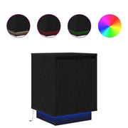 Set di 2 Comodini | Armadio da Notte | Mobiletto da notte con Luci LED Nero 38x34x50 cm