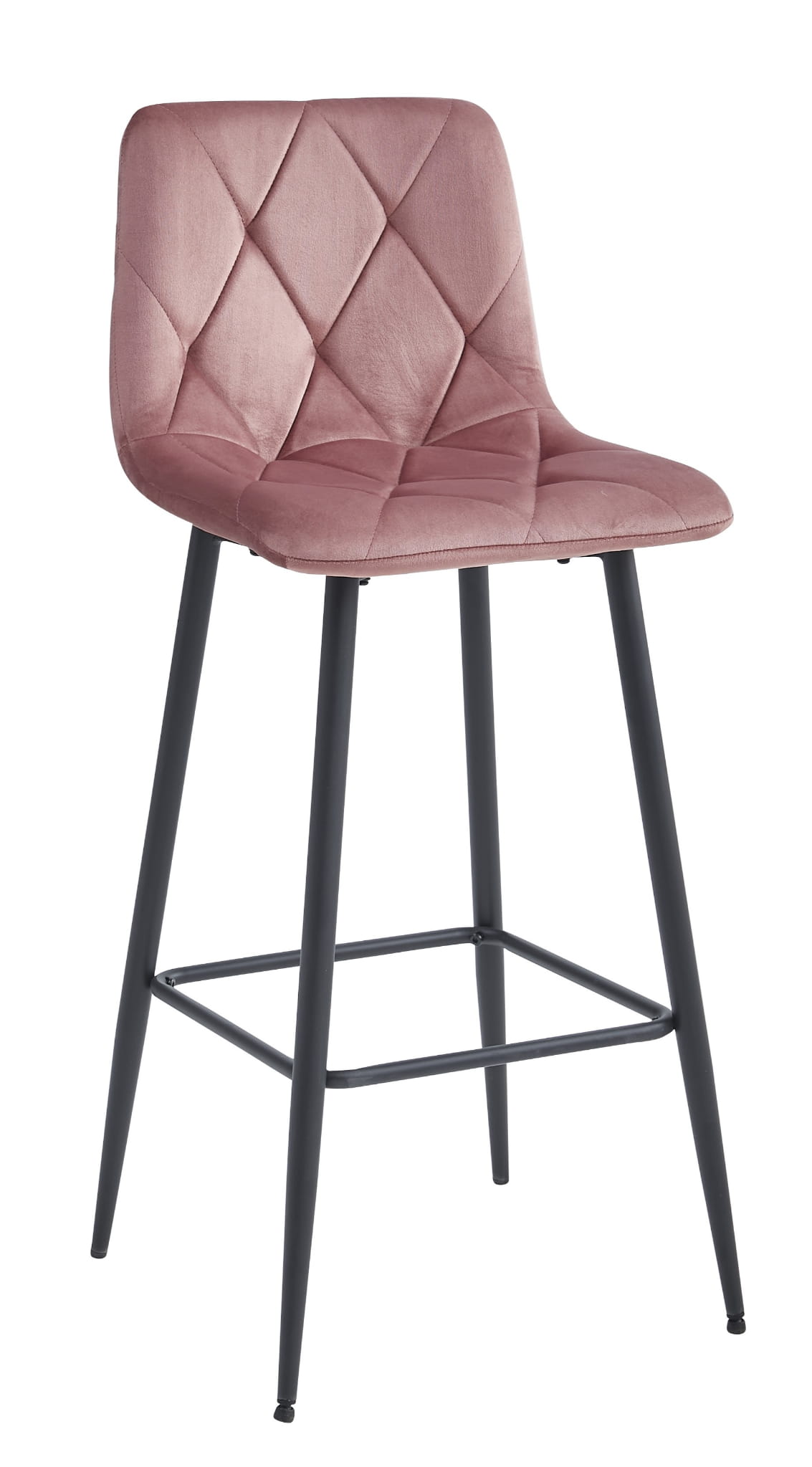 Set di 2 sgabelli da bar Valora KODA in velluto rosa scuro con gambe in acciaio nero