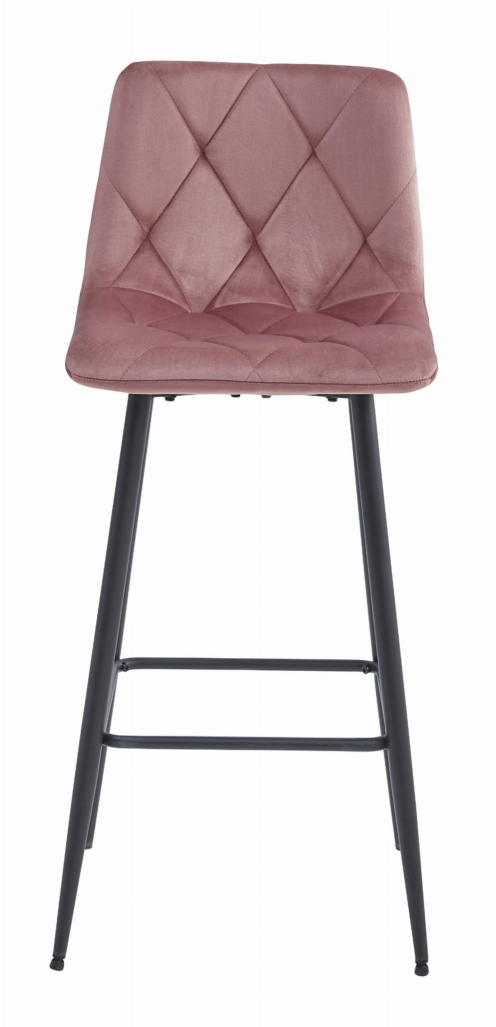 Set di 2 sgabelli da bar Valora KODA in velluto rosa scuro con gambe in acciaio nero