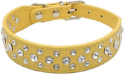 Cinturino per cani in PU con pietre bling e strass - Adattabile - Dimensioni S/M/L/XL - 2,5 cm di larghezza