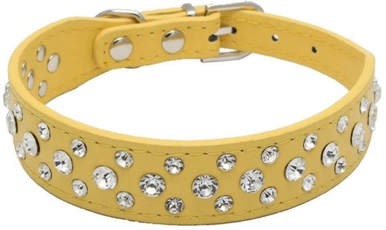 Cinturino per cani in PU con pietre bling e strass - Adattabile - Dimensioni S/M/L/XL - 2,5 cm di larghezza