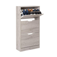 Scarpiera Salvaspazio Slim Ingresso Legno Slim 3 Ripiani Dimensioni Compatte 60 x 119 x 23,3 Ante Moderno MDF Compatta Doppia Profondità Salone Camera a Scomparsa Colore: Bianco