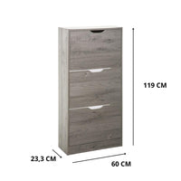 Scarpiera Salvaspazio Slim Ingresso Legno Slim 3 Ripiani Dimensioni Compatte 60 x 119 x 23,3 Ante Moderno MDF Compatta Doppia Profondità Salone Camera a Scomparsa Colore: Bianco
