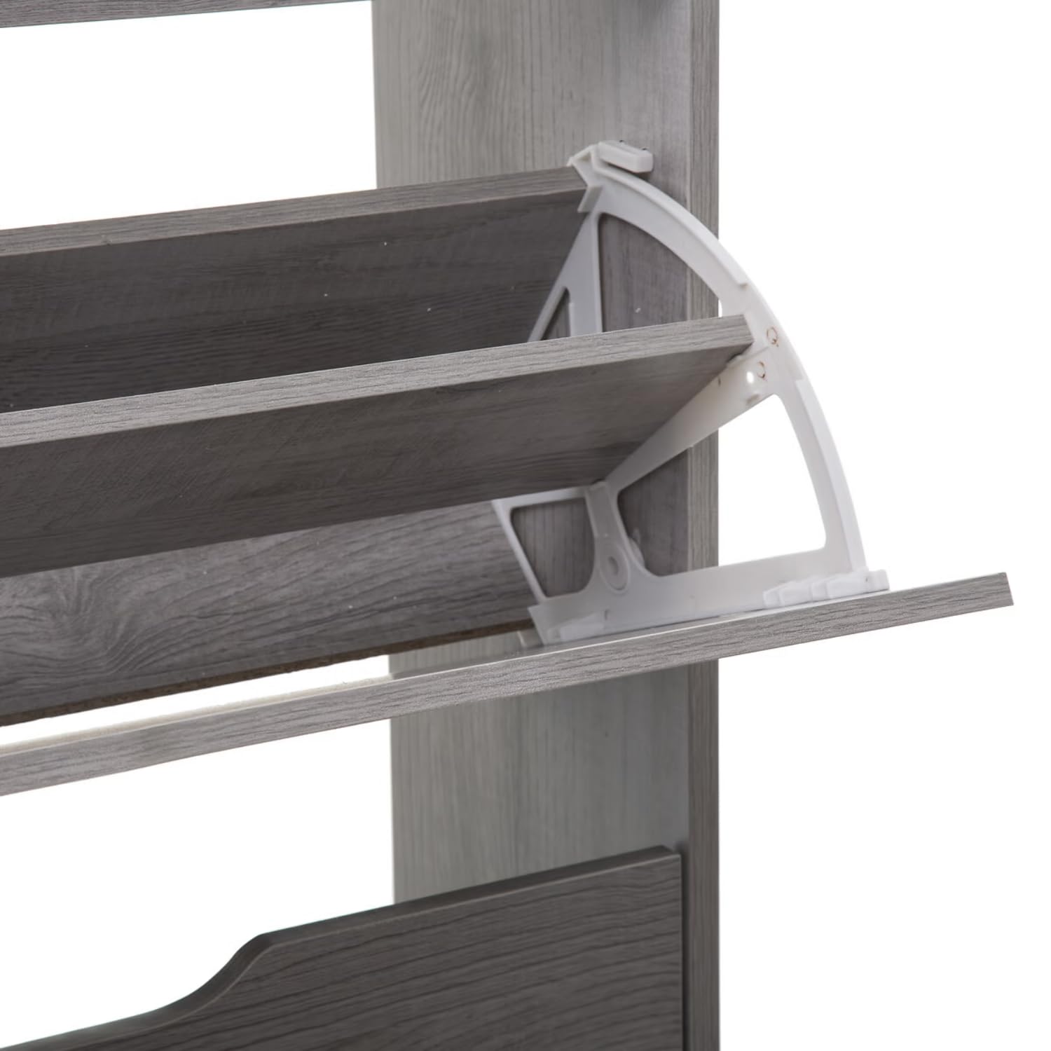 Scarpiera Salvaspazio Slim Ingresso Legno Slim 3 Ripiani Dimensioni Compatte 60 x 119 x 23,3 Ante Moderno MDF Compatta Doppia Profondità Salone Camera a Scomparsa Colore: Bianco