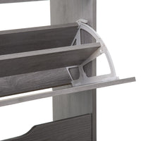 Scarpiera Salvaspazio Slim Ingresso Legno Slim 3 Ripiani Dimensioni Compatte 60 x 119 x 23,3 Ante Moderno MDF Compatta Doppia Profondità Salone Camera a Scomparsa Colore: Bianco