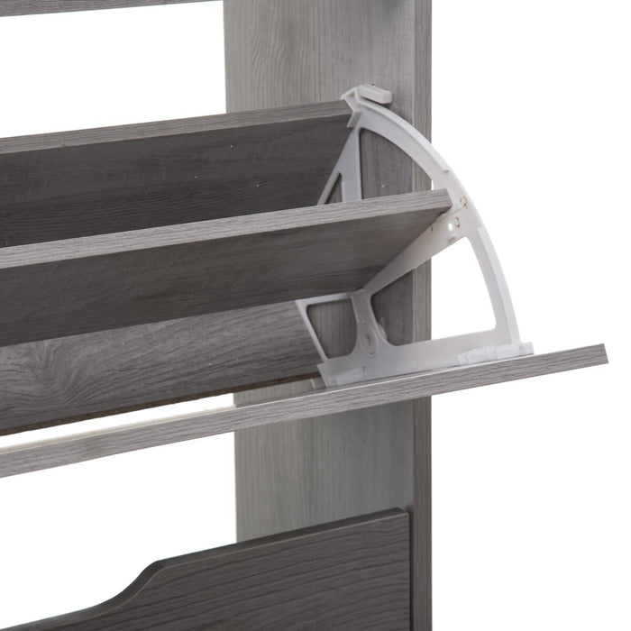 Scarpiera Salvaspazio Slim Ingresso Legno Slim 3 Ripiani Dimensioni Compatte 60 x 119 x 23,3 Ante Moderno MDF Compatta Doppia Profondità Salone Camera a Scomparsa Colore: Bianco