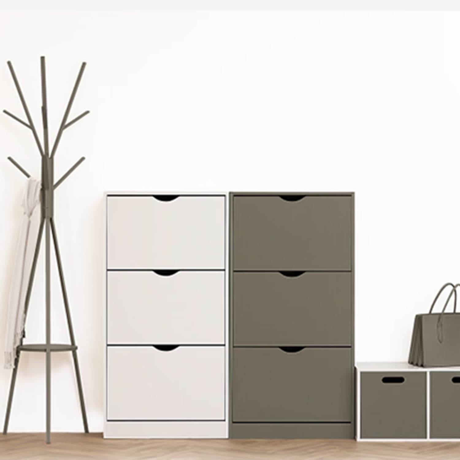 Scarpiera Salvaspazio Slim Ingresso Legno Slim 3 Ripiani Dimensioni Compatte 60 x 119 x 23,3 Ante Moderno MDF Compatta Doppia Profondità Salone Camera a Scomparsa Colore: Rovere