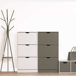 Scarpiera Salvaspazio Slim Ingresso Legno Slim 3 Ripiani Dimensioni Compatte 60 x 119 x 23,3 Ante Moderno MDF Compatta Doppia Profondità Salone Camera a Scomparsa Colore: Rovere