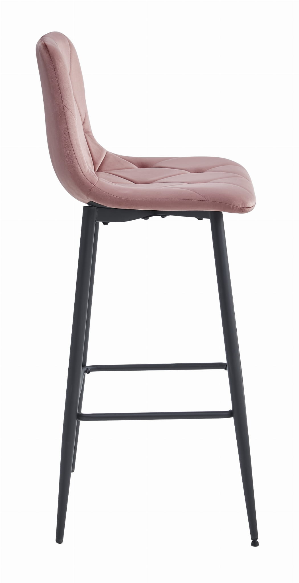 Set di 2 sgabelli da bar Valora KODA in velluto rosa scuro con gambe in acciaio nero