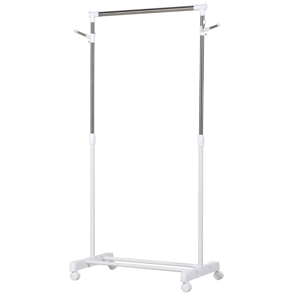Appendiabiti con ruote ¨C zephmum ¨C bianco, 4 ruote, regolabile in altezza
