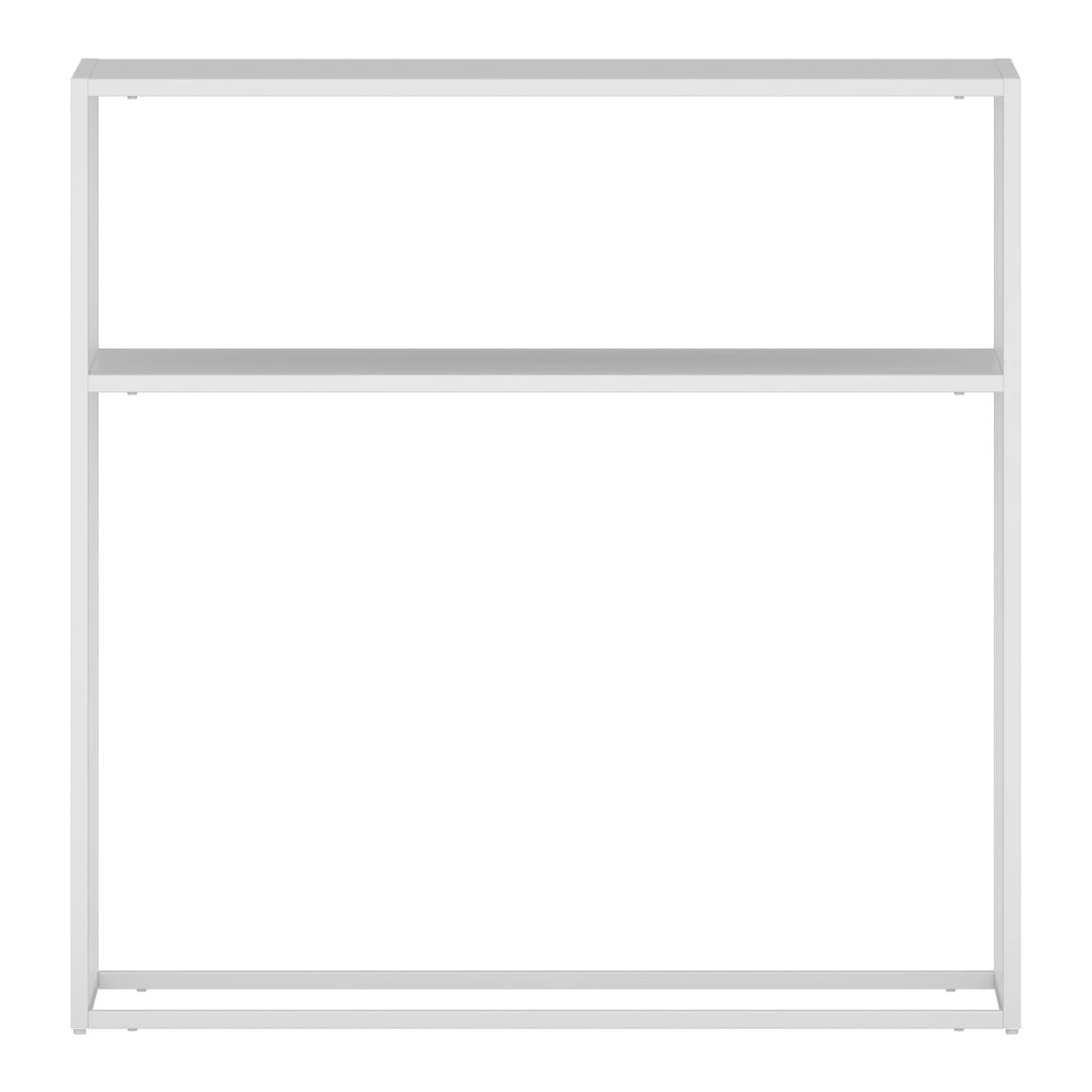 Tavolo a Consolle Kuhmo in Metallo 80 x 80 x 30 cm 2 Piani di Appoggio Bianco [en.casa]