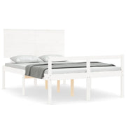 Letto matrimoniale | Letto per adulti | Letto per Anziani Bianco Testiera Small Double Legno Massello