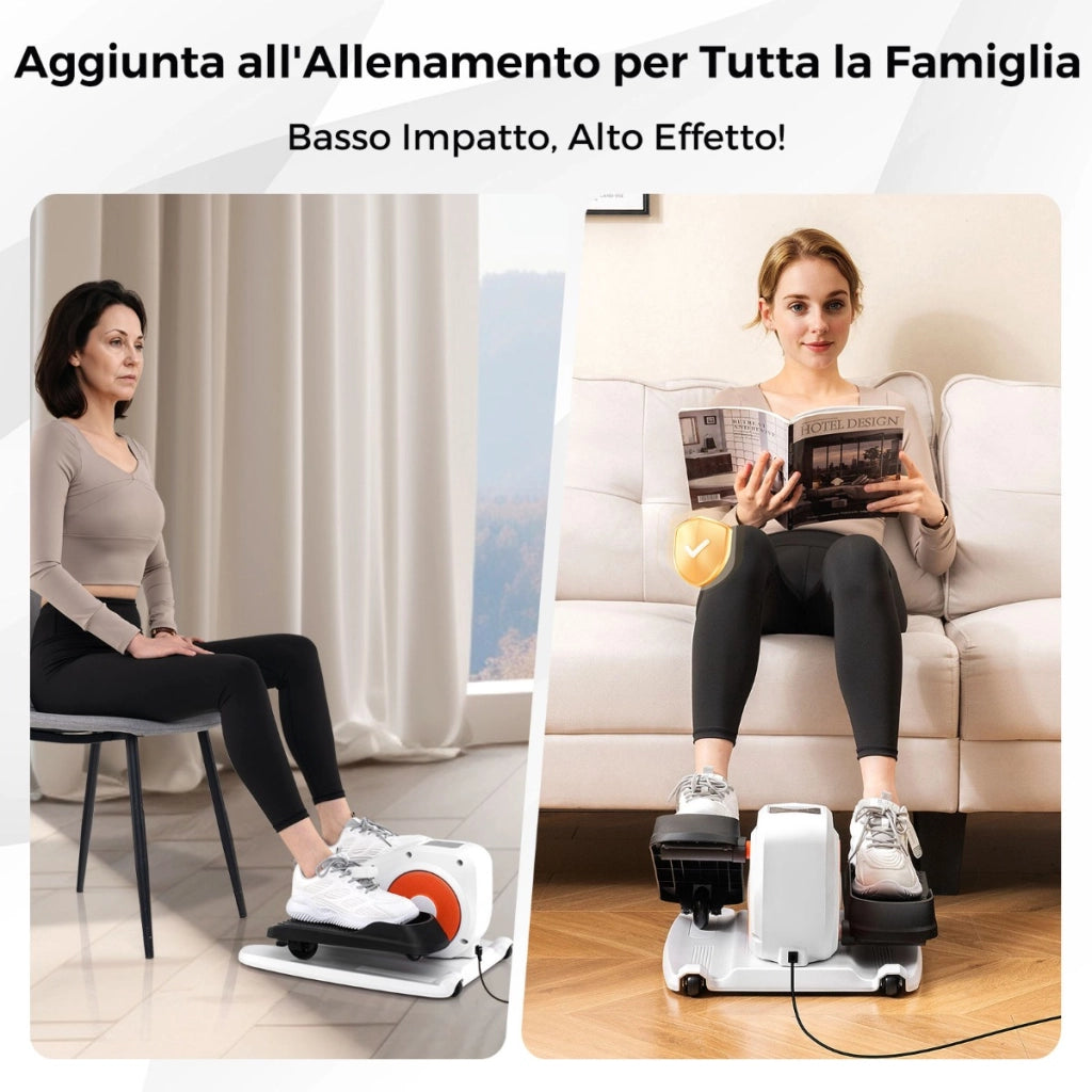 Macchina ellittica da scrivania con monitor display controllo remoto, Pedaliera elettrica silenziosa per anziani Bianco