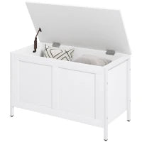 Baule Contenitore da 95 L con Coperchio e Cerniera di Sicurezza 80x40x50 cm Bianco Venato