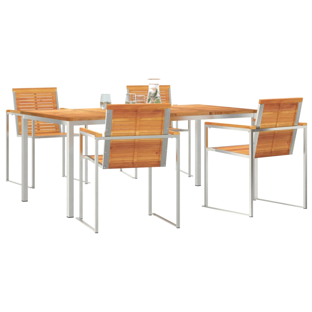 Set da Pranzo da Giardino  5 Pezzi in Legno Massello di Acacia