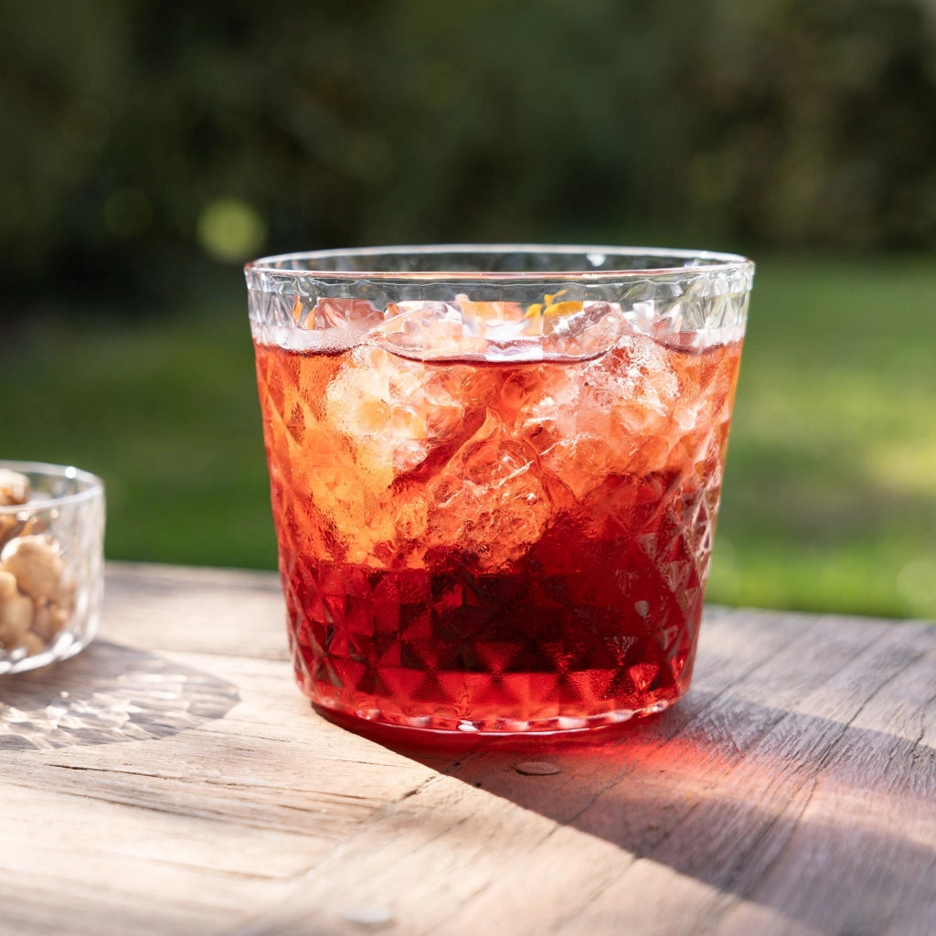 Zafferano Set 4 Tumbler Veneziano Mixology 43 cl in Vetro Sonoro Superiore Soffiato a Bocca e Lavorato a Mano, Trasparente Design Elegante e XL