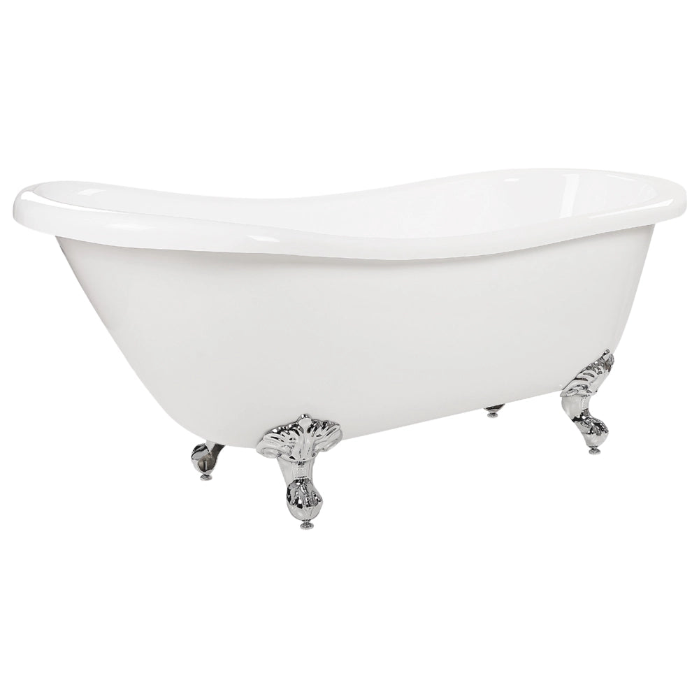 Vasca da bagno bianca con acrilico sanitario argento 153 x 77 cm Vasca autoportante con piedini design retrò tradizionale