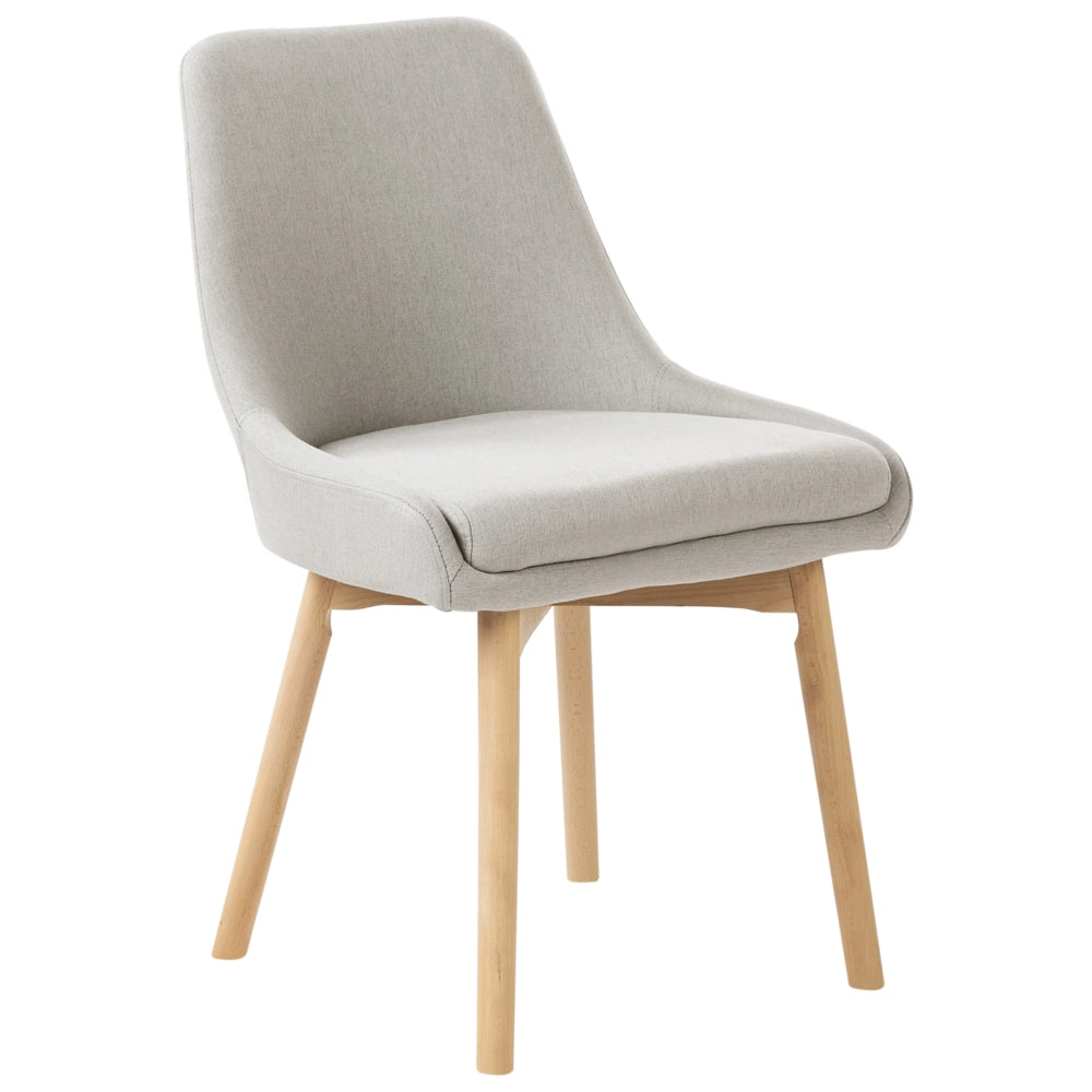 Set di 2 Sedie da Pranzo Gambe in Legno e Tessuto grigio chiaro Sedile spesso imbottito