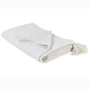 Copriletto in cotone bianco sporco 150 x 200 cm con frange Decorativo Camera da letto