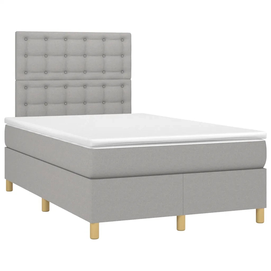 Giroletto a Molle con Materasso Grigio Chiaro 120x190cm Tessuto