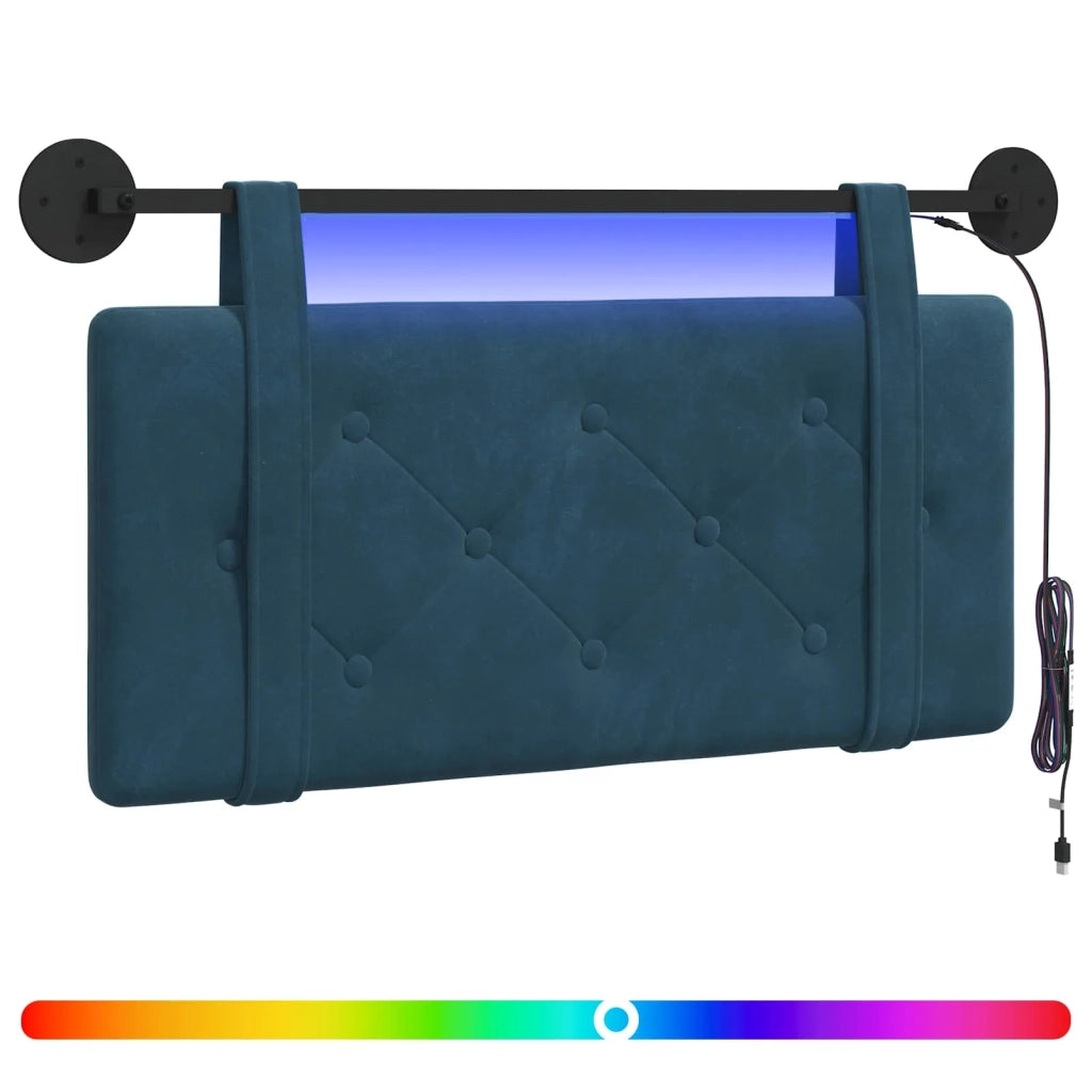 Testiera sospesa Con luce LED Blu Velluto 3424093