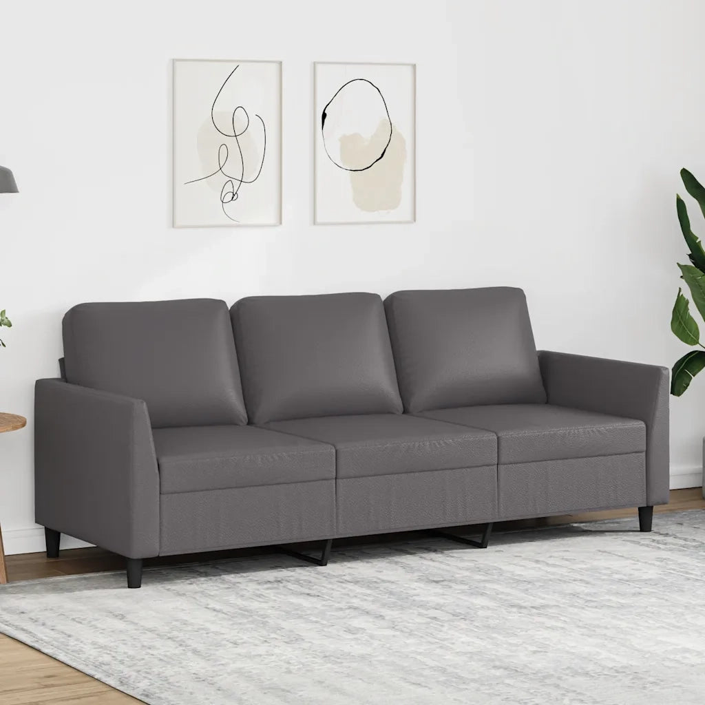Divano a 3 Posti-Sofa 3 Posti Grigio 180 cm in Similpelle 934352