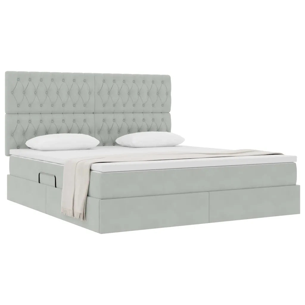 Letto con contenitore e materasso Grigio chiaro 180 x 200 cm