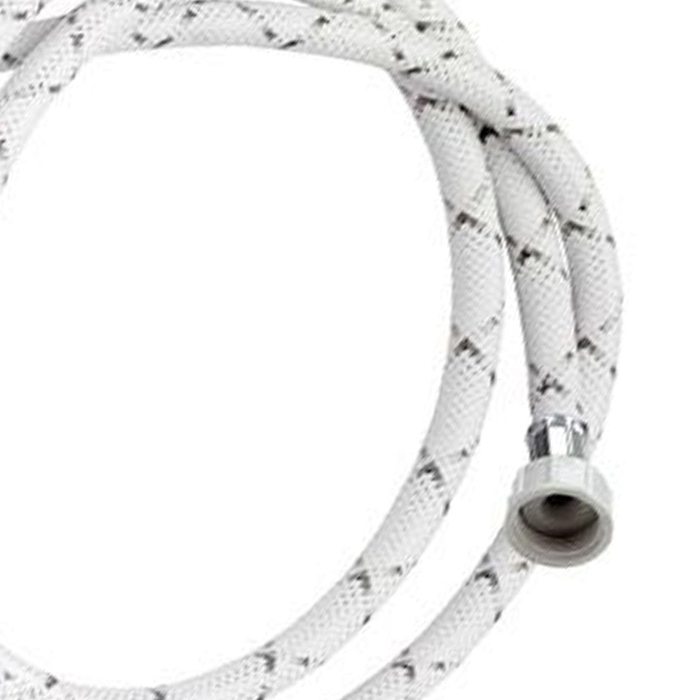 Tubo di carico con treccia in nylon bianco con banda grigia e curvetta 150 cm