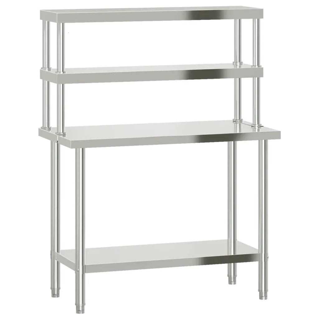 Tavolo Lavoro Cucina con Ripiano 110x55x150 cm Acciaio Inox CFW3505888