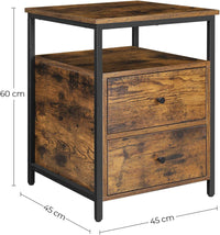 Comodino rustico marrone Valora con cassetti in stile loft