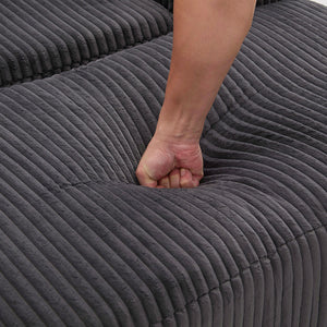 Poltrona oversize - Xylo - Velluto costato con tasche laterali, pouf e nessun assemblaggio