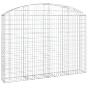 Cesto gabbione recinzione a gabbia muro di contenimento ad arco 200 x 30 x 140/160 cm ferro zincato argento 02_0039997