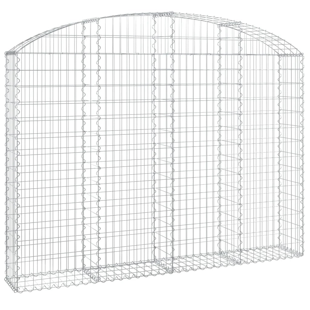 Cesto gabbione recinzione a gabbia muro di contenimento ad arco 200 x 30 x 140/160 cm ferro zincato argento 02_0039997