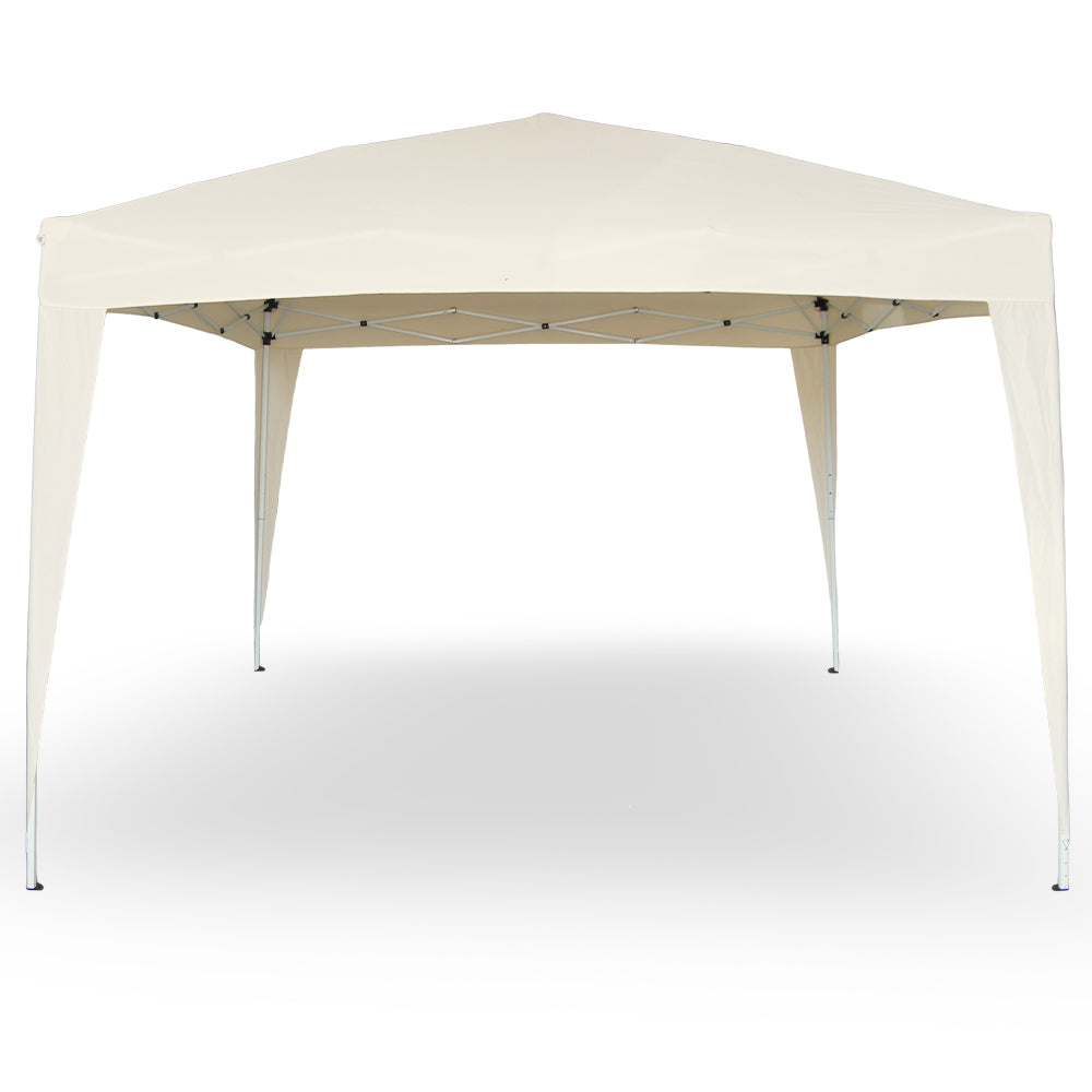 Gazebo Eden richiudibile 3 m x 3 m in ferro verniciato bianco con telo beige