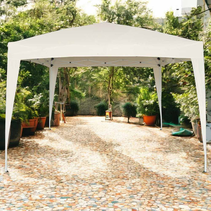 Gazebo Eden richiudibile 3 m x 3 m in ferro verniciato bianco con telo beige