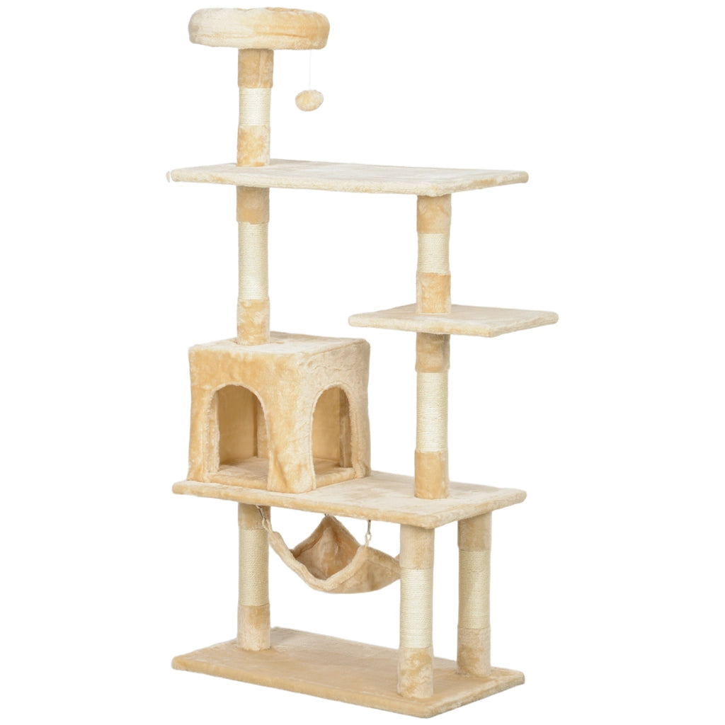 Albero tiragraffi per gatti grande con piattaforme ¨C zephmum ¨C beige 70x40x152 cm