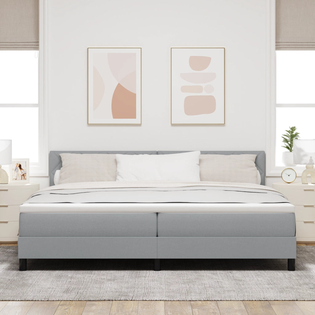 Letto con Box Spring e Materasso & LED Grigio Chiaro 200x200 cm Tessuto