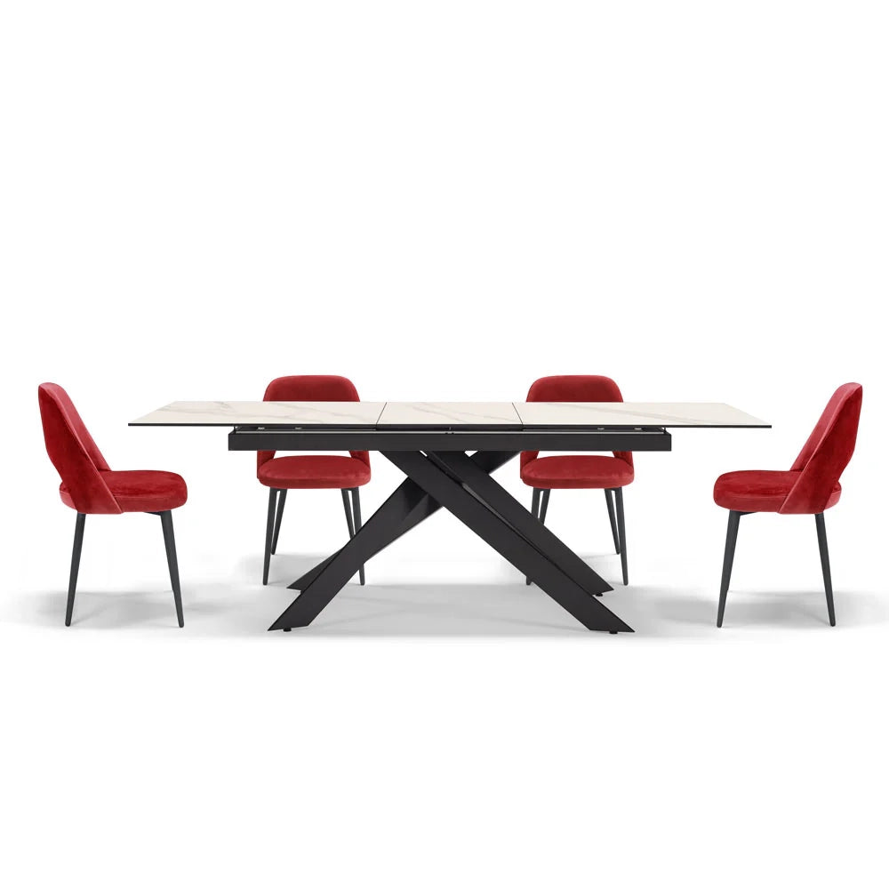 Tavolo allungabile da pranzo Marmo di Carrara 170x90 fino a 220 CM modello ANTARES per sala da pranzo, cucina e soggiorno, design moderno con top in grès ceramico